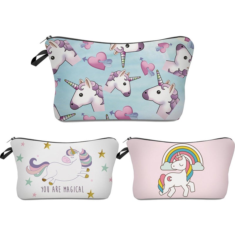 Deanfun Unicorn Makeup Bag, 3pcs/set Super Funny 3D Printing women cosmetic bag Multifuncition Pencil Holder (HZBTZ4) - Image 1